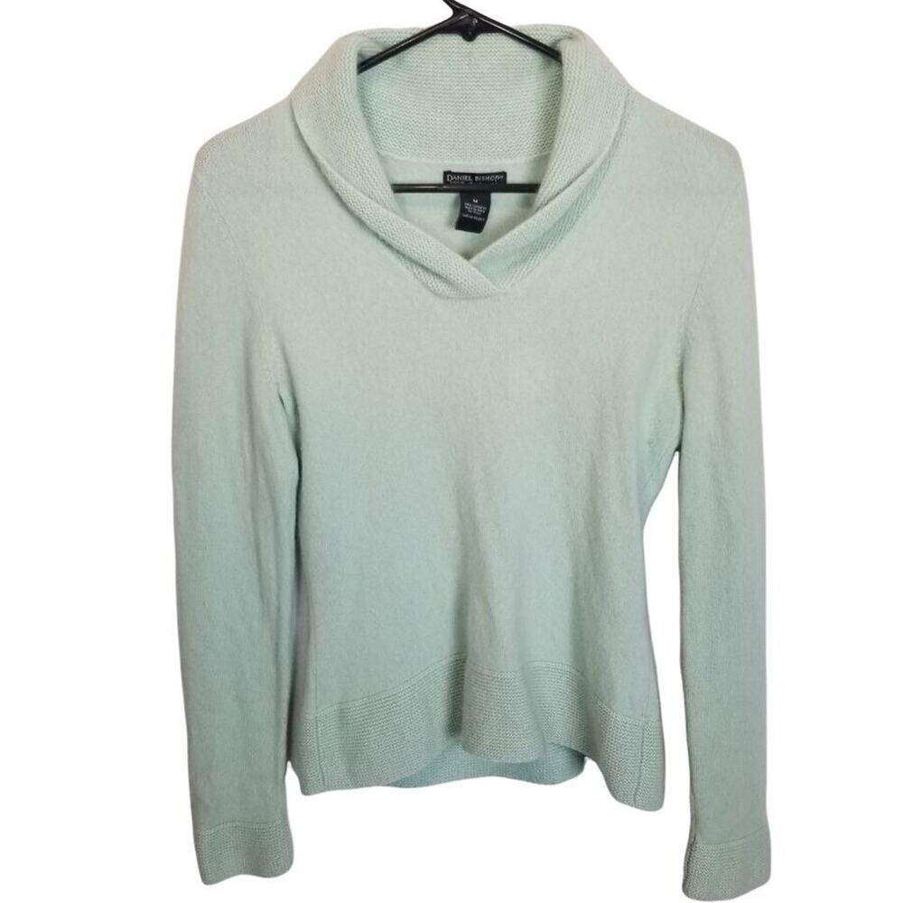 Daniel Bishop Womens Cashmere Sweater Sz M Shawl Collar Quiet Luxury Old Money